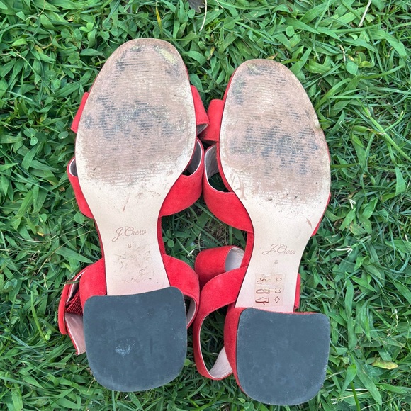 J. Crew red suede block heel sandals size 8 - Picture 6 of 7